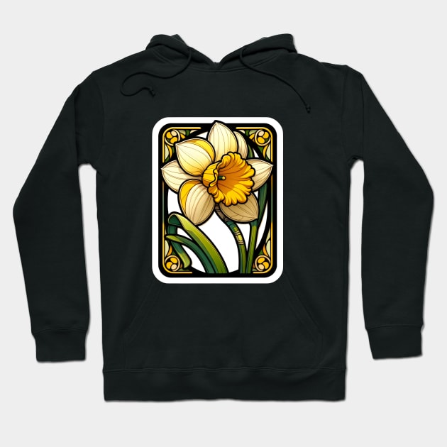 Art Nouveau daffodil march Birth Month Flower Hoodie by OddHouse